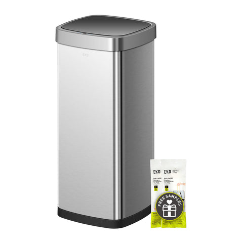 EKO front view showing tall 80L stainless can and clean lines