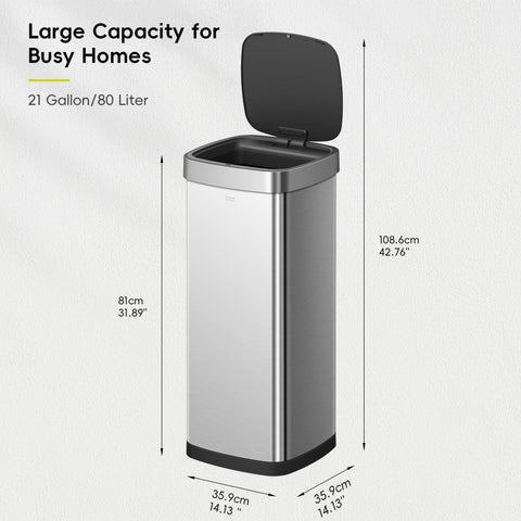 EKO sensor activating lid open demonstrating hands-free convenience