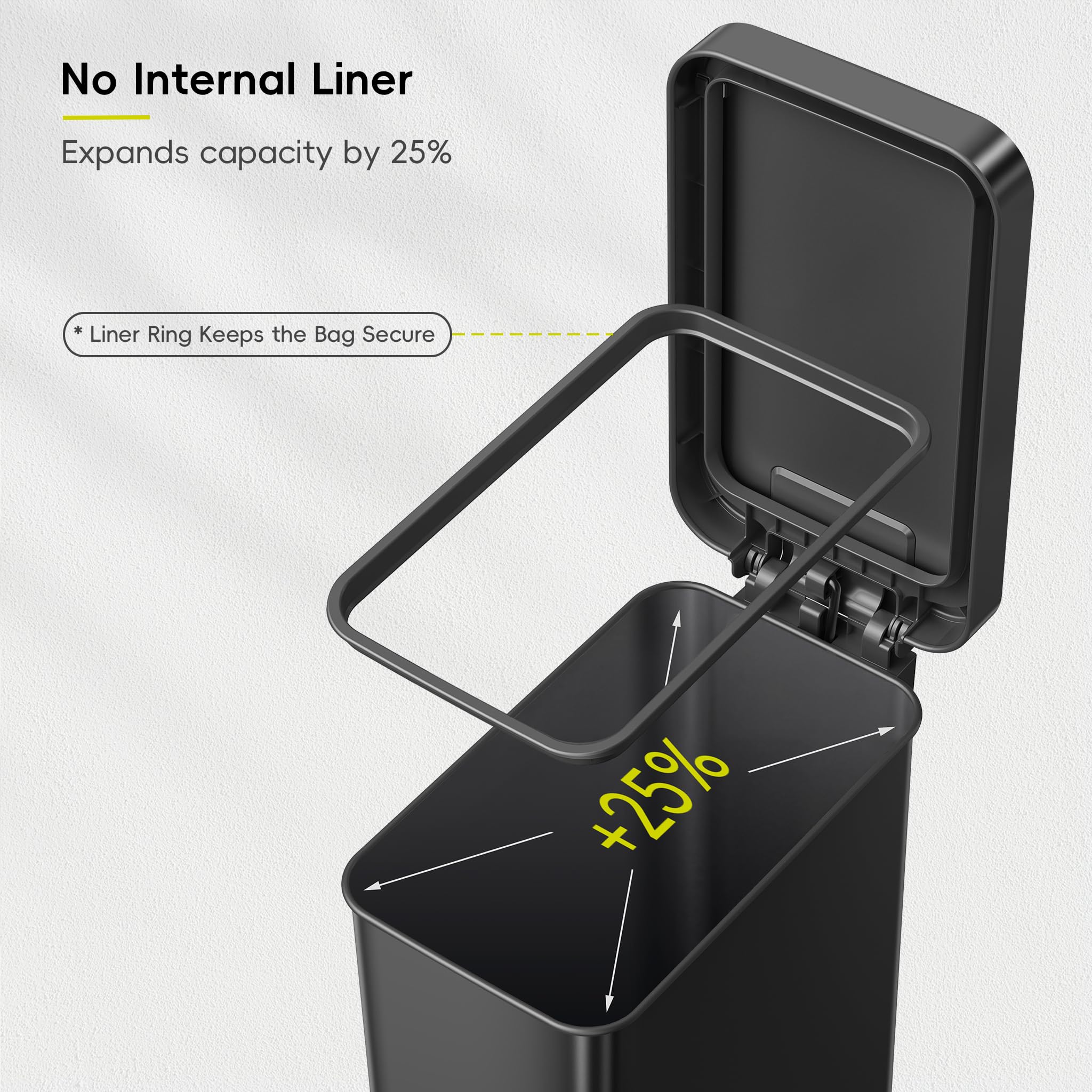 EKO Hudson Slim interior empty liner-free design maximizing usable volume and easy cleaning