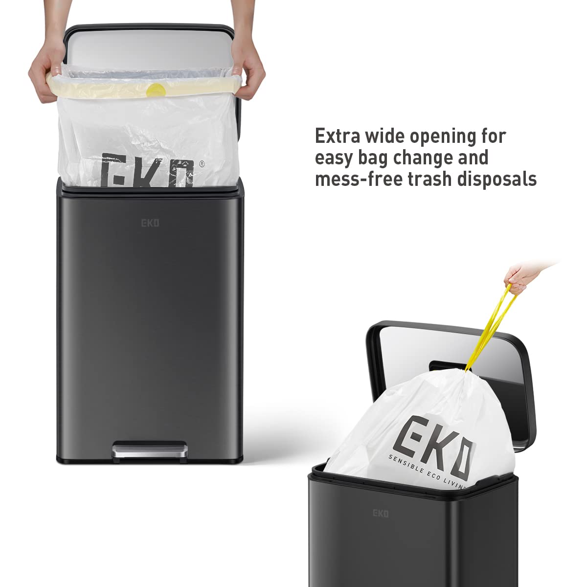 EKO Madison removable inner bucket lifted out for easy bag changes and cleaning