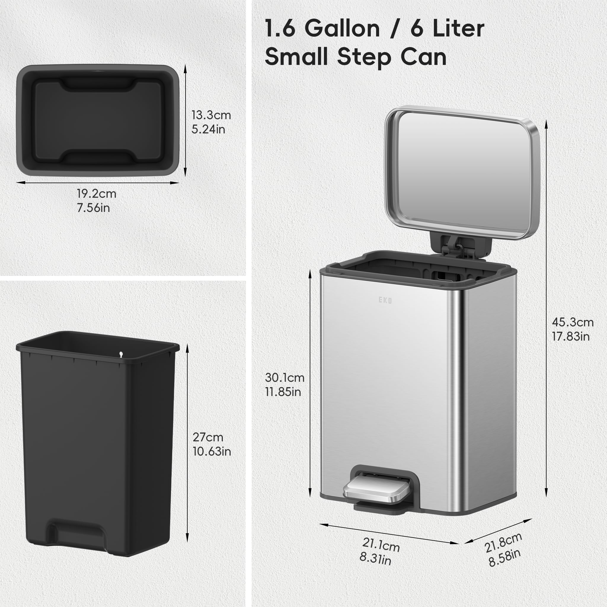 EKO Madison with lid open showing easy access and hygienic hands-free use