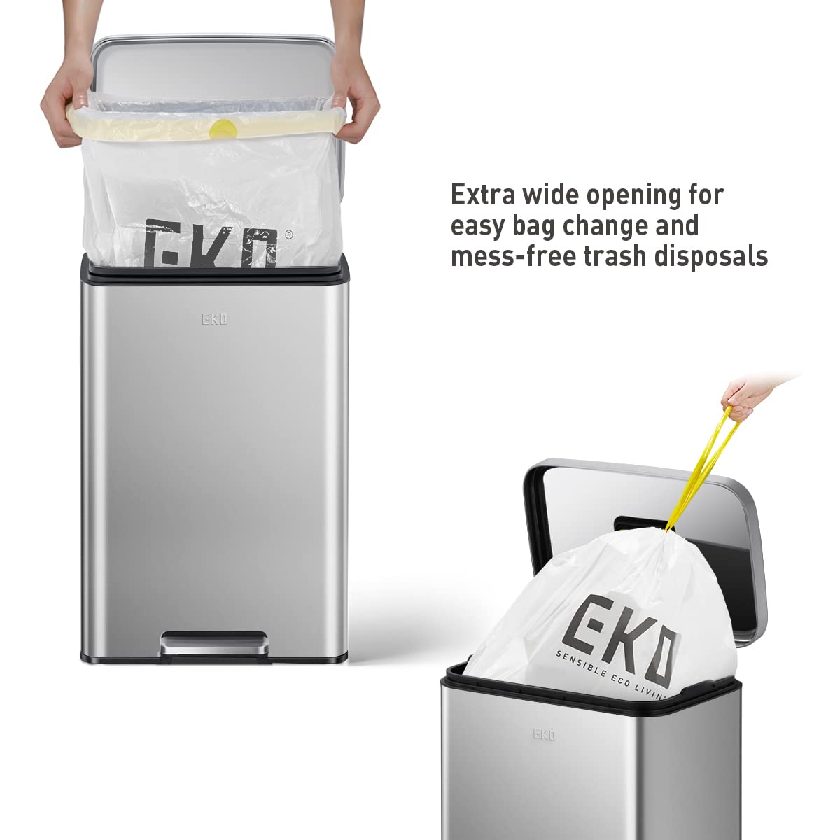 EKO Madison removable inner bucket with handles for easy bag changes
