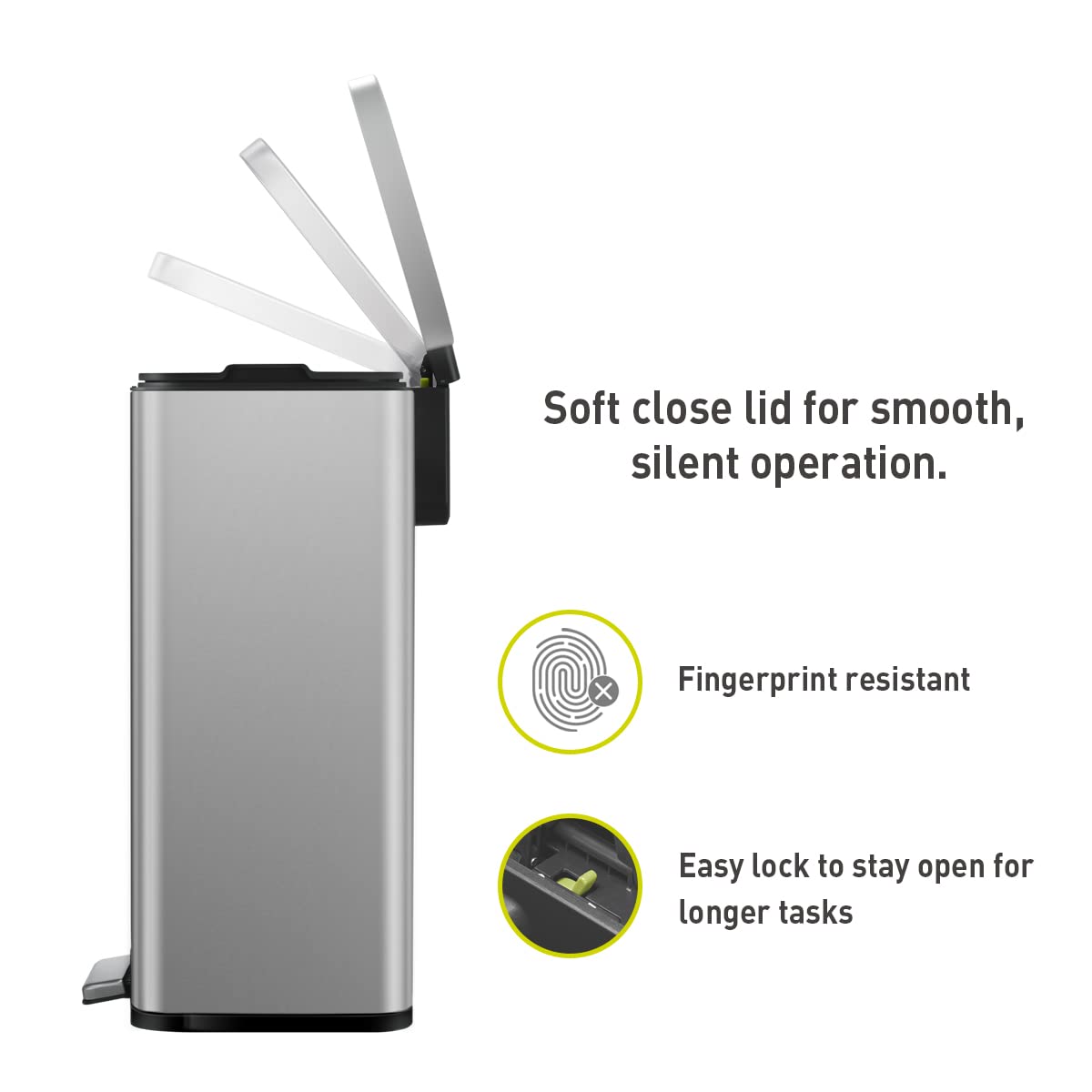 EKO Madison lid in motion demonstrating soft-close feature for quiet operation