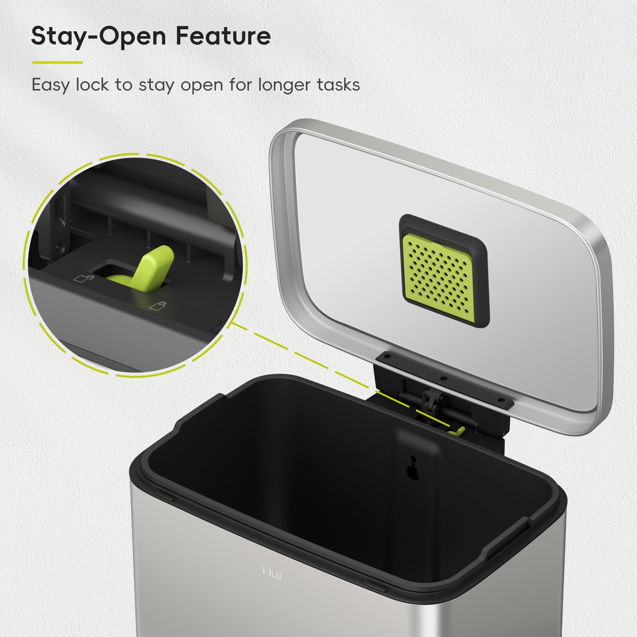 EKO Madison size comparison beside kitchen counter showing compact footprint and generous capacity
