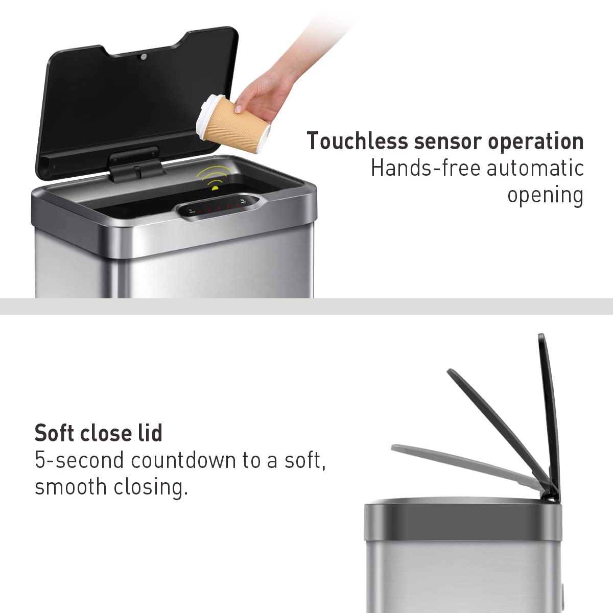 EKO Mirage-T open with lid indicating motion-sensor access benefit
