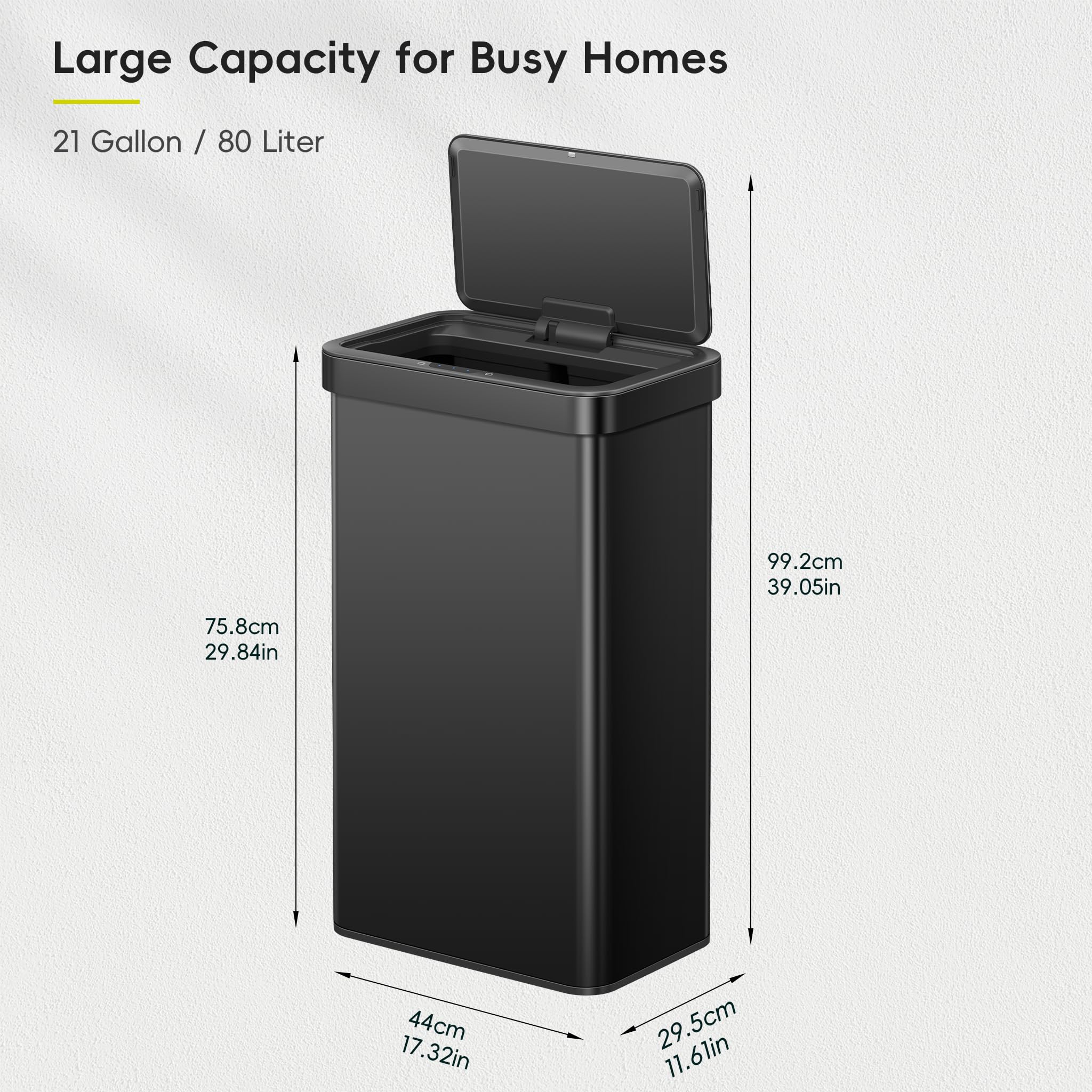 EKO Nova lid opening by motion sensor for hands-free and hygienic disposal