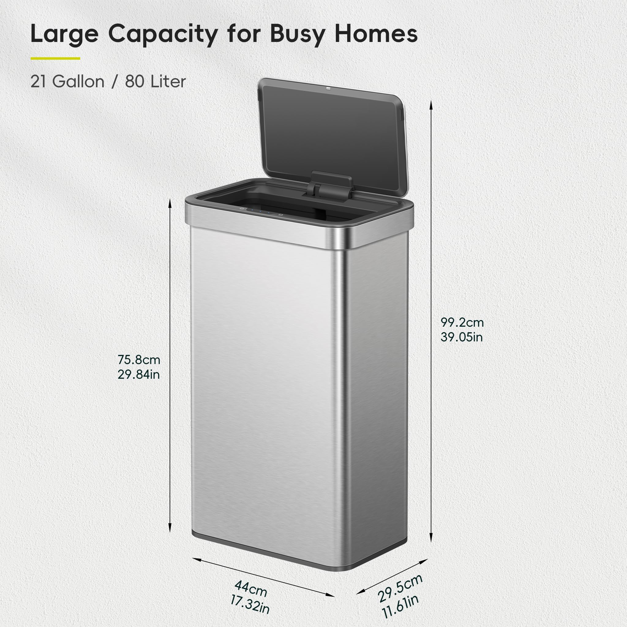 EKO Nova open with hand nearby illustrating touchless activation for hygienic disposal