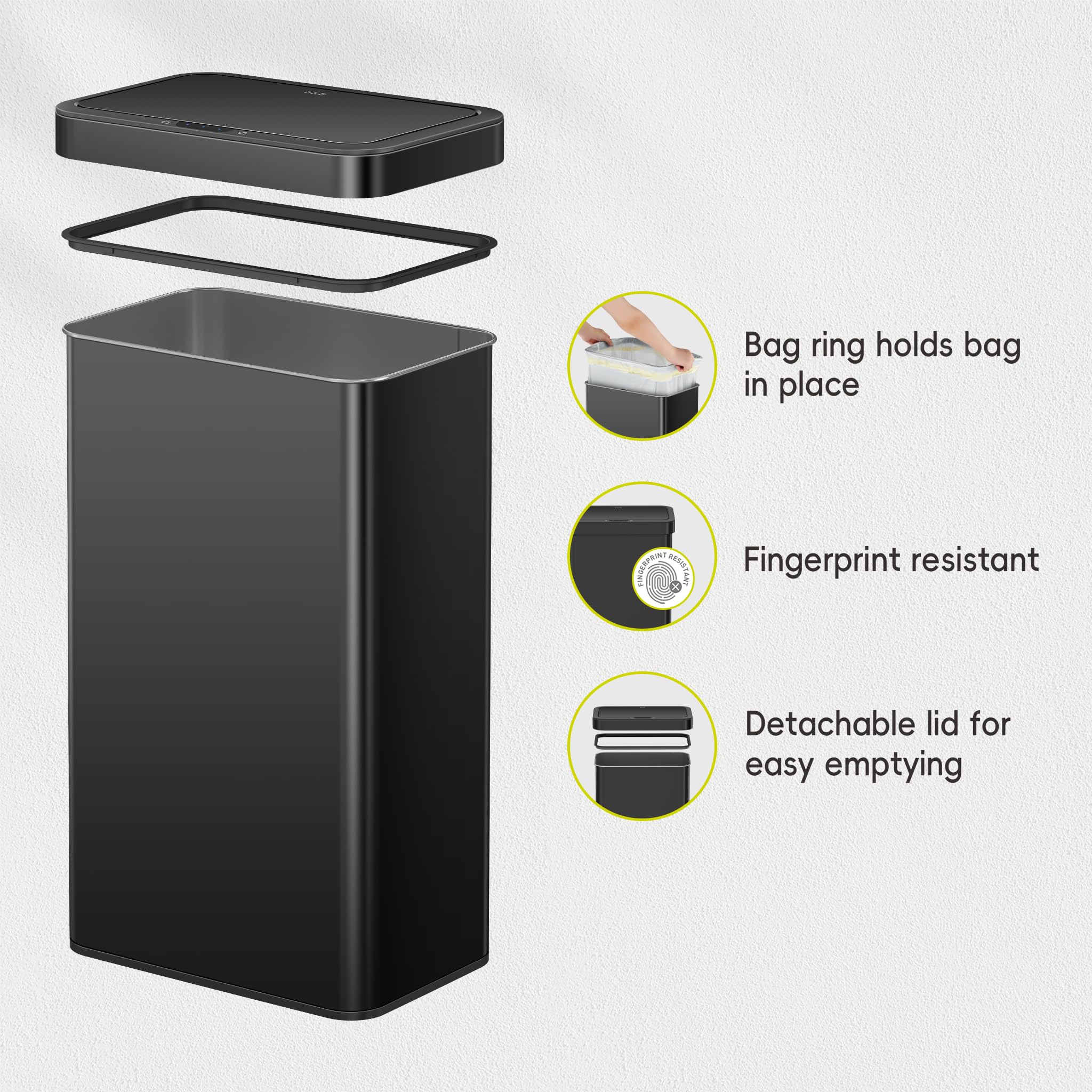 EKO Nova beside kitchen counter showing 21 gallon capacity and space-saving shape