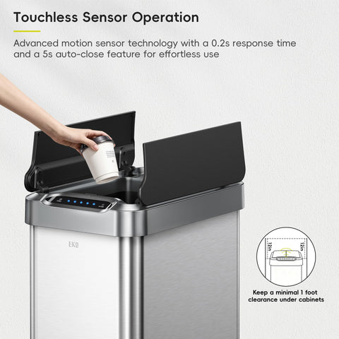 EKO Phantom-T side profile highlighting narrow 10.2 inch footprint, saves floor space