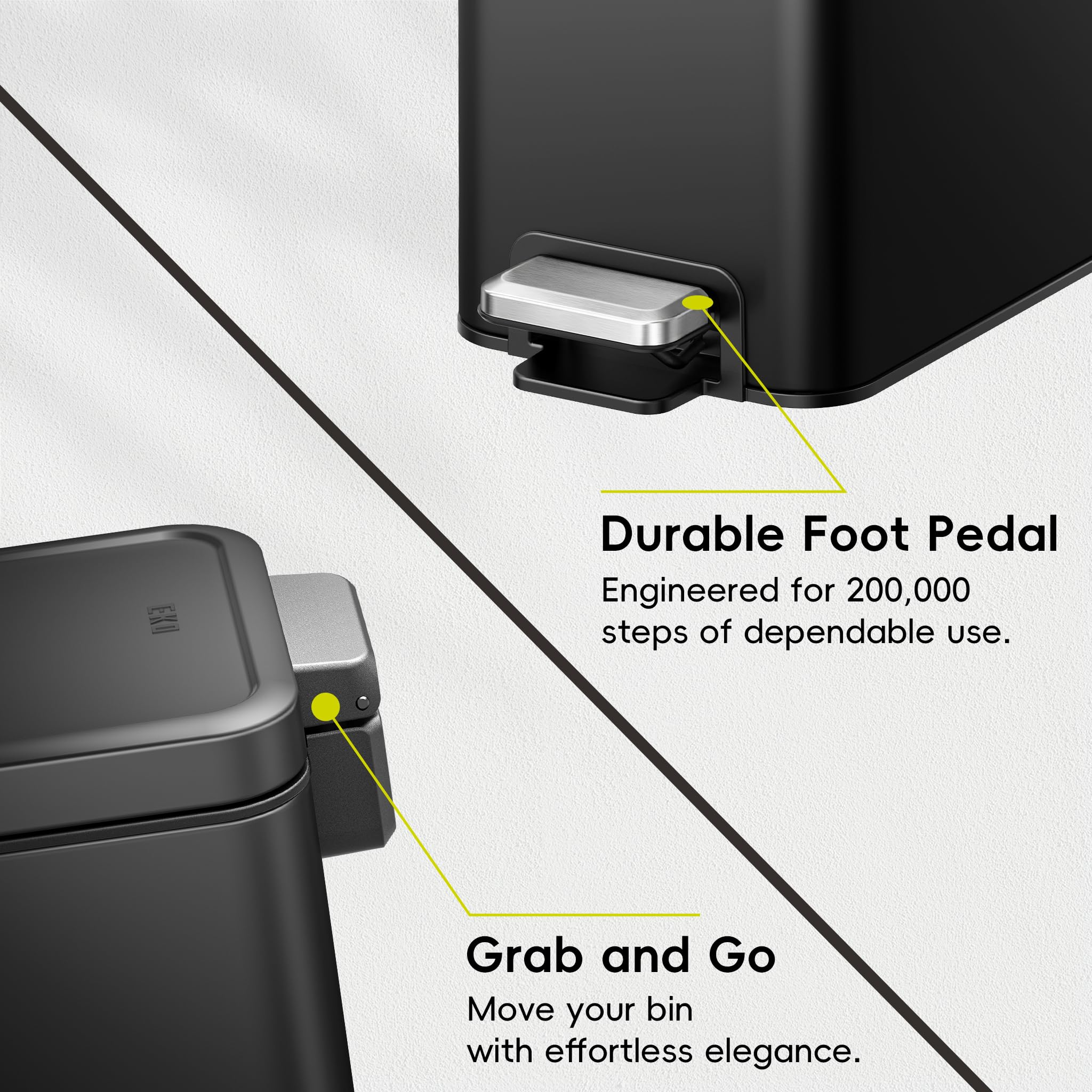 EKO removable inner bucket lifted out for simple emptying and rinsing