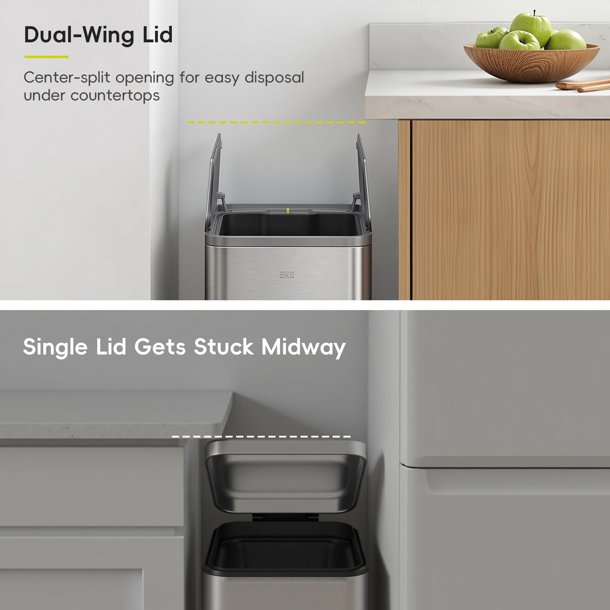 EKO X‑Wing stainless finish resisting fingerprints for a low‑maintenance look