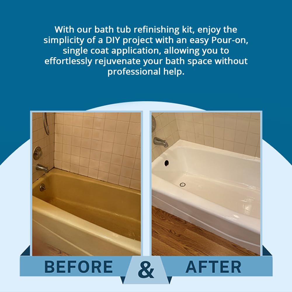 Refinished Bath Solutions bathtub with ruler for size and scale comparison benefit
