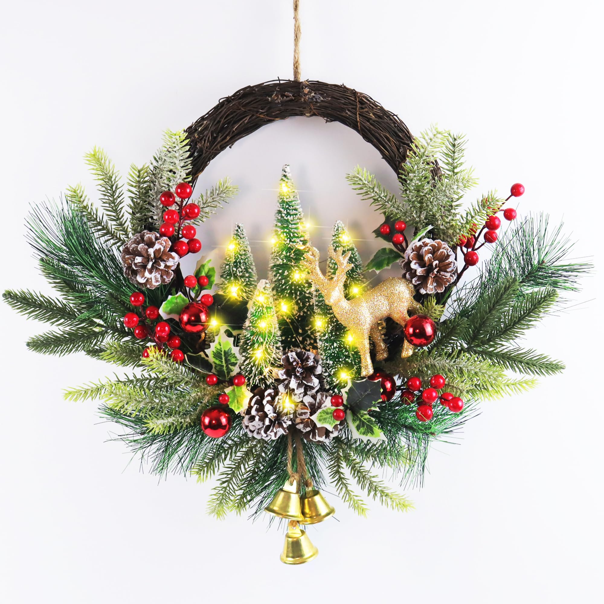 Eksen wreath front door display adding festive curb appeal