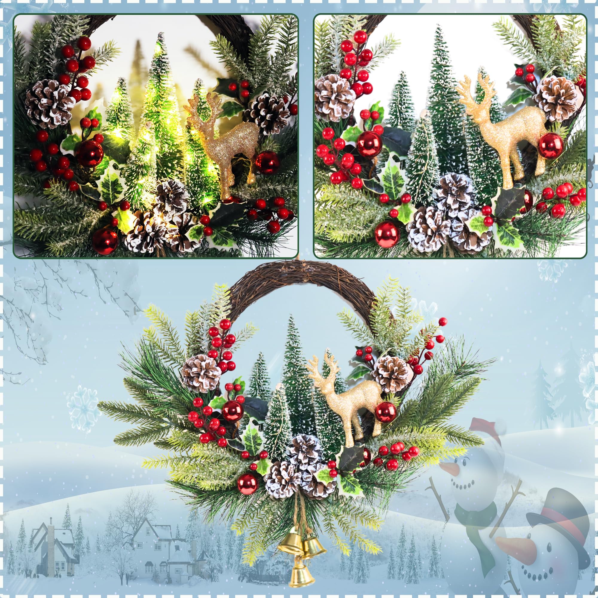 Eksen wreath red berries and gold accents delivering classic holiday color