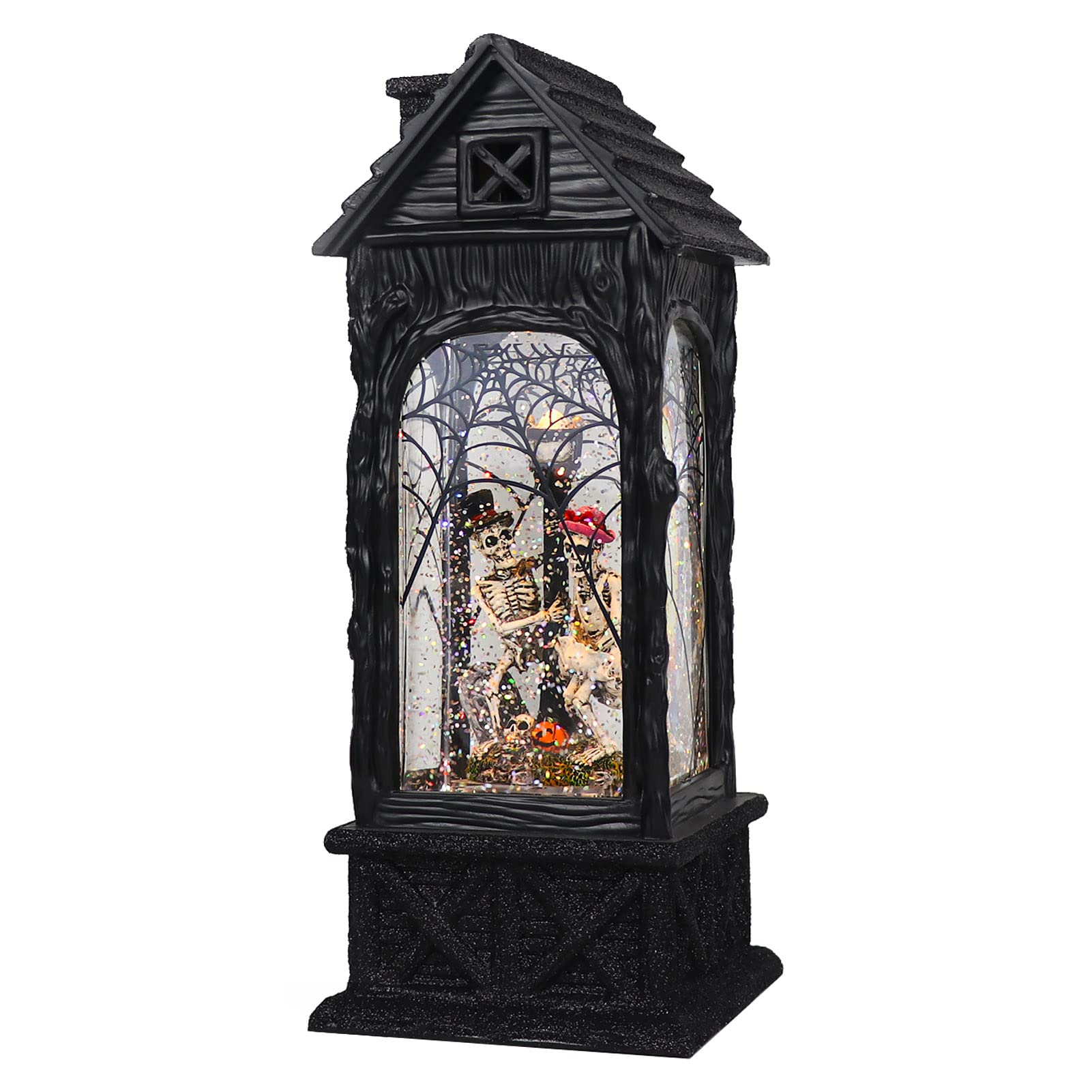 Eldnacele front view lantern showing decorative glow and benefit of quick setup