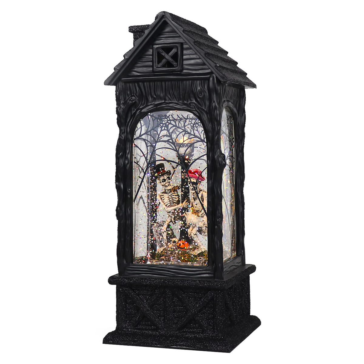 Eldnacele front view lantern showing decorative glow and benefit of quick setup