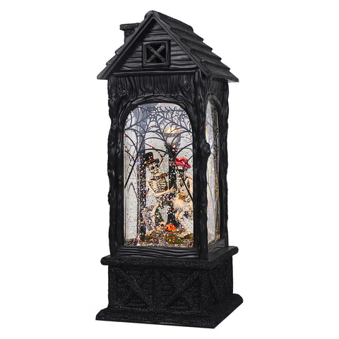 Eldnacele front view lantern showing decorative glow and benefit of quick setup