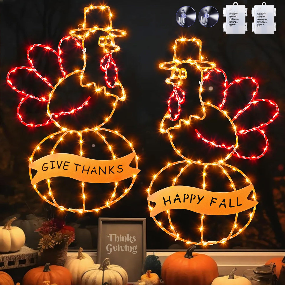 ElectricWise front view of turkey lights showing warm glow and festive appeal