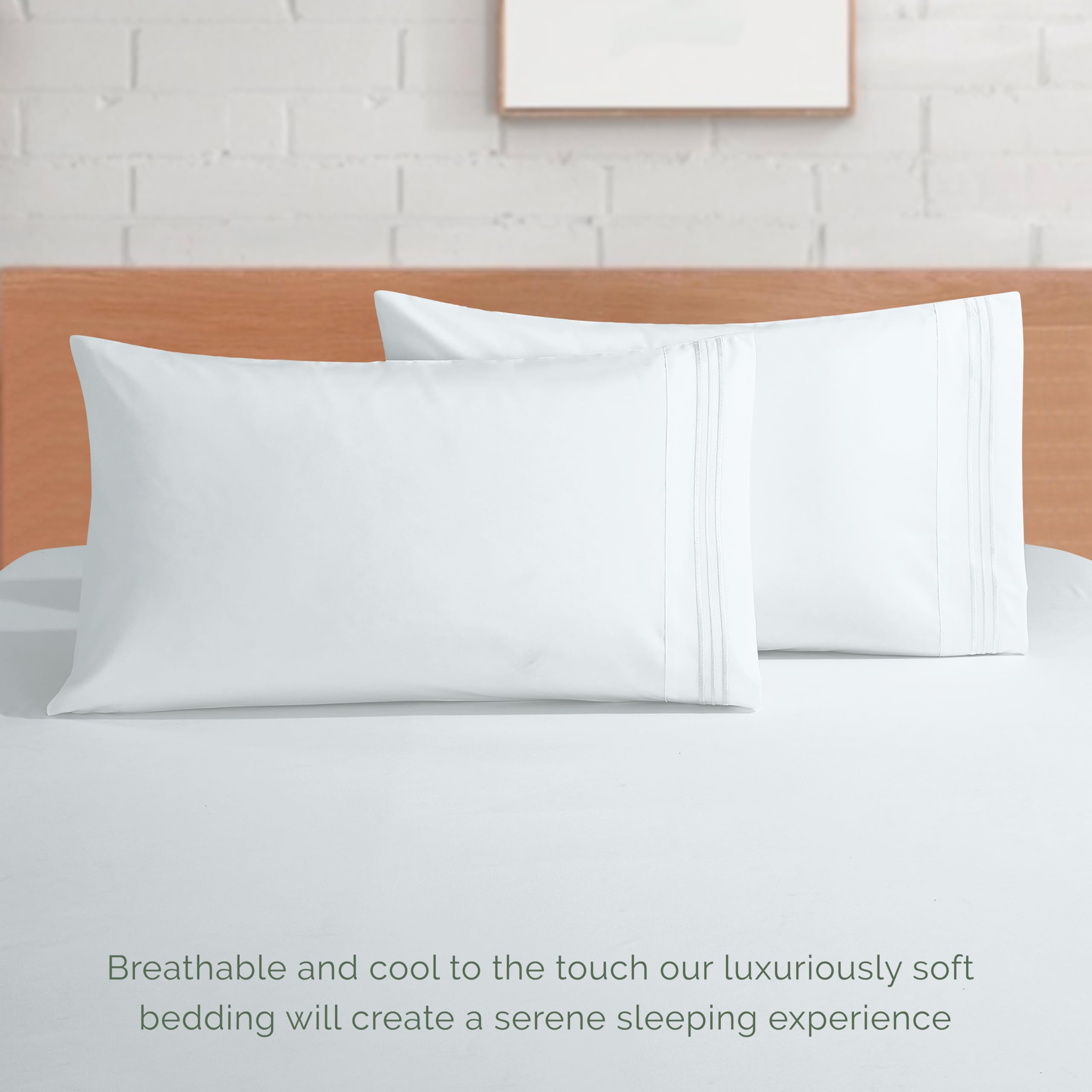 Elegance Linen pillowcase being touched to show plush comfort and feel