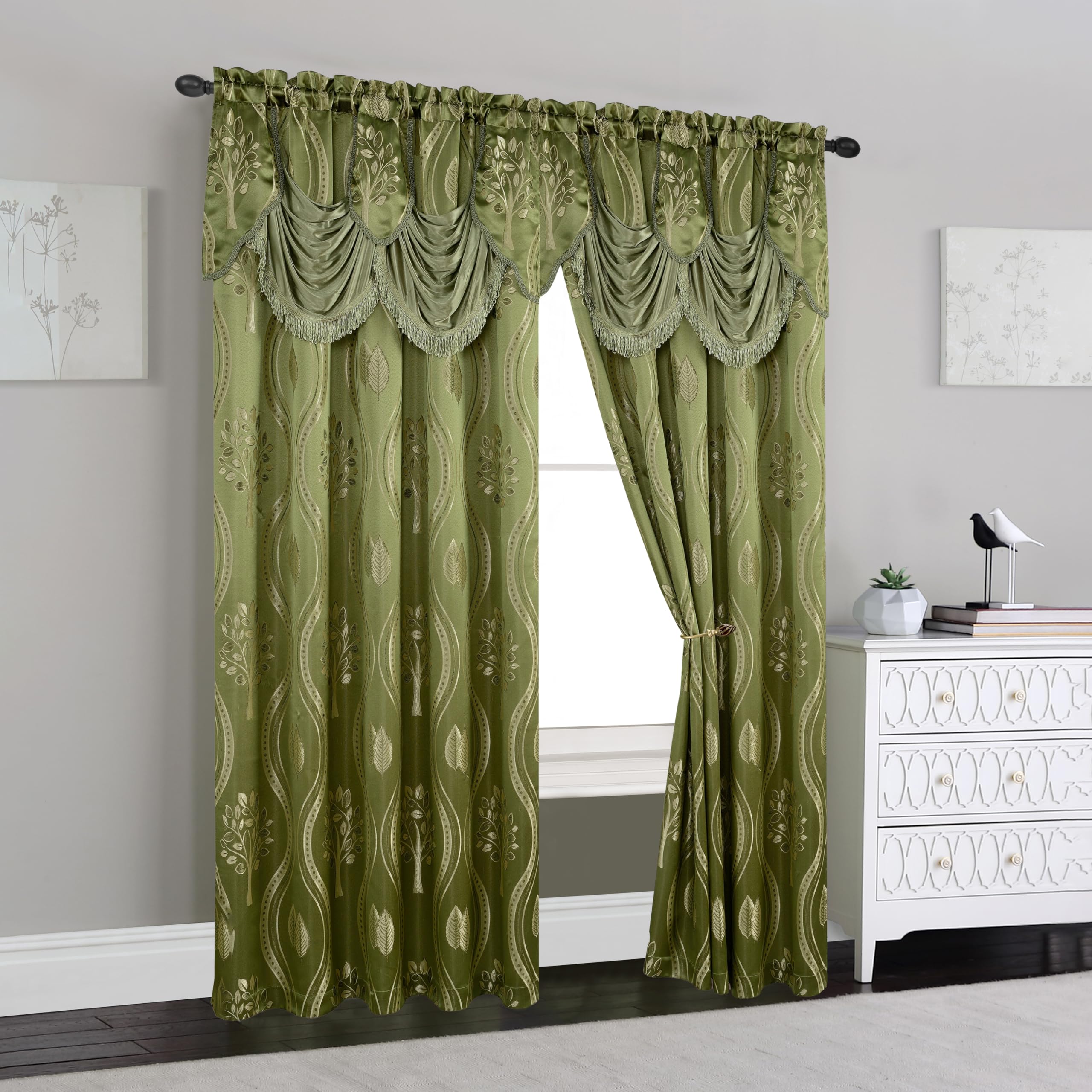 Elegant Comfort close-up of attached Austrian valance highlighting tailored finish