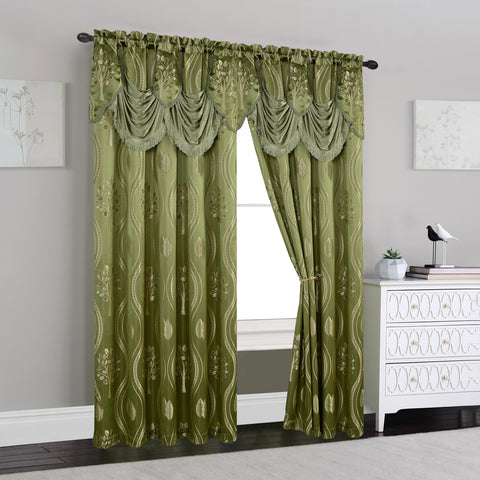 Elegant Comfort close-up of attached Austrian valance highlighting tailored finish