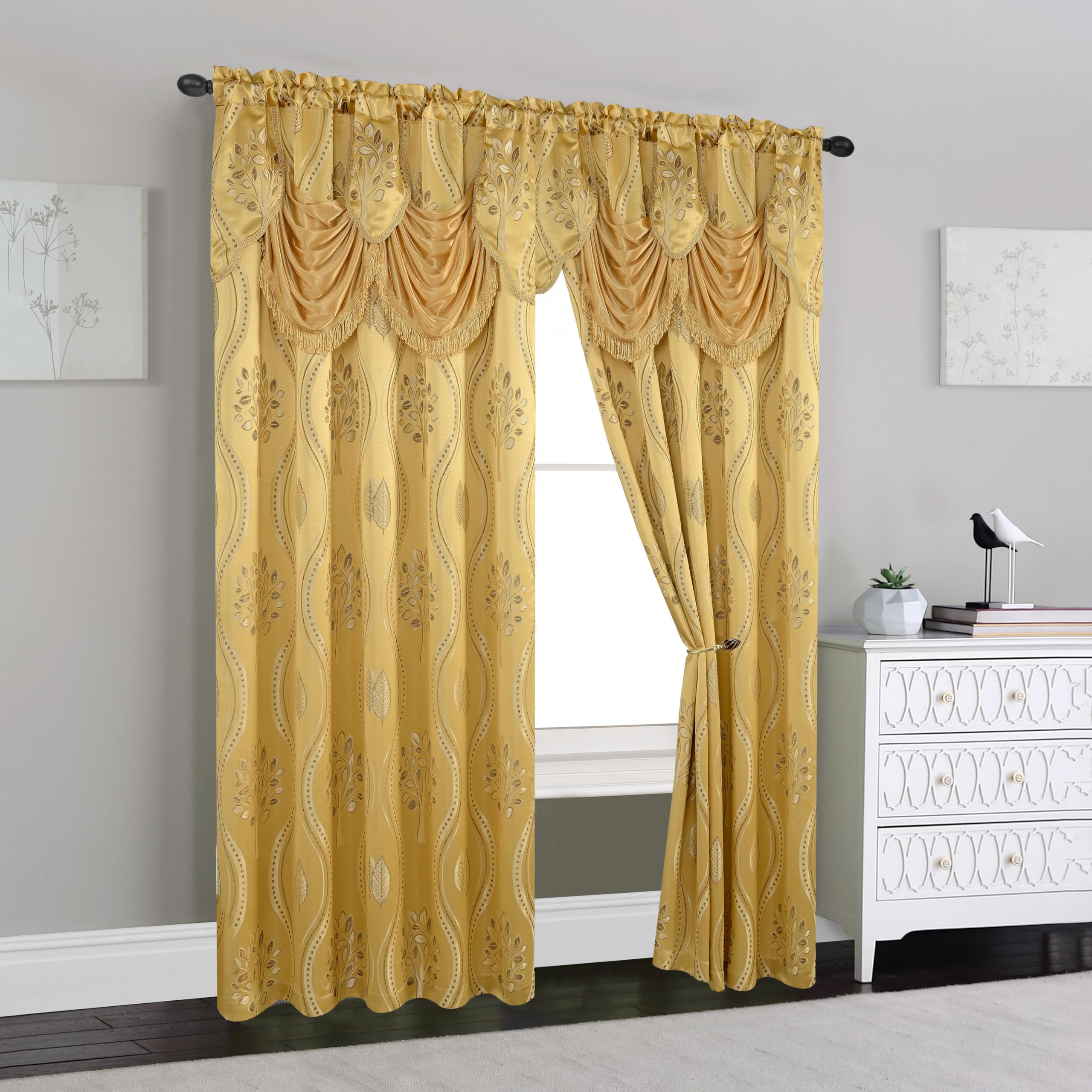Elegant Comfort close-up of jacquard-look weave revealing textured pattern and durable polyester finish