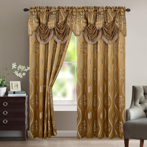 Elegant Comfort front view of taupe Aurora panels showing full coverage and refined look