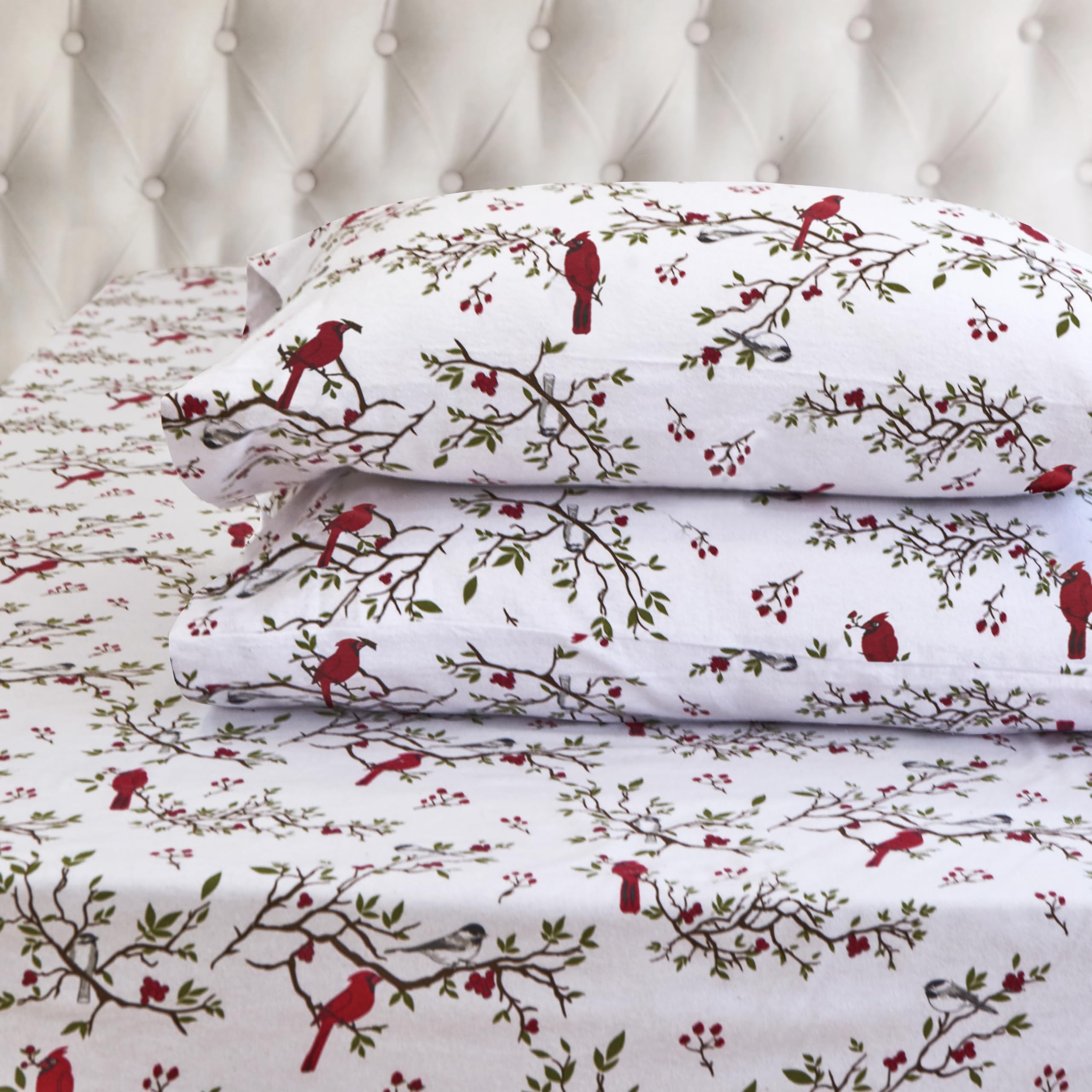 Elegant Comfort front view of Cardinal king flannel set showing full bedding and color benefit