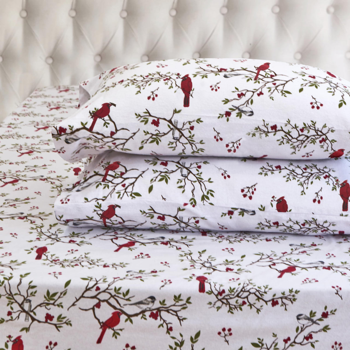 Elegant Comfort front view of Cardinal king flannel set showing full bedding and color benefit