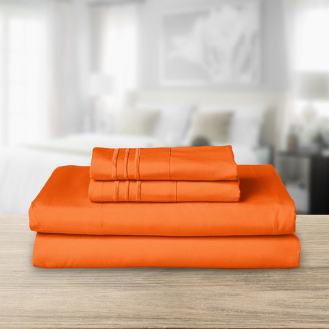 Elegant Comfort close-up of three-line embroidered pillowcase adding elegance