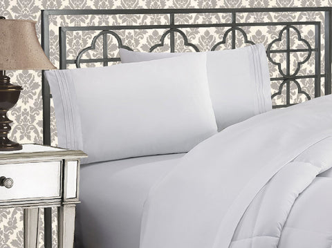 Elegant Comfort three-line embroidered pillowcase close-up adds refined detail