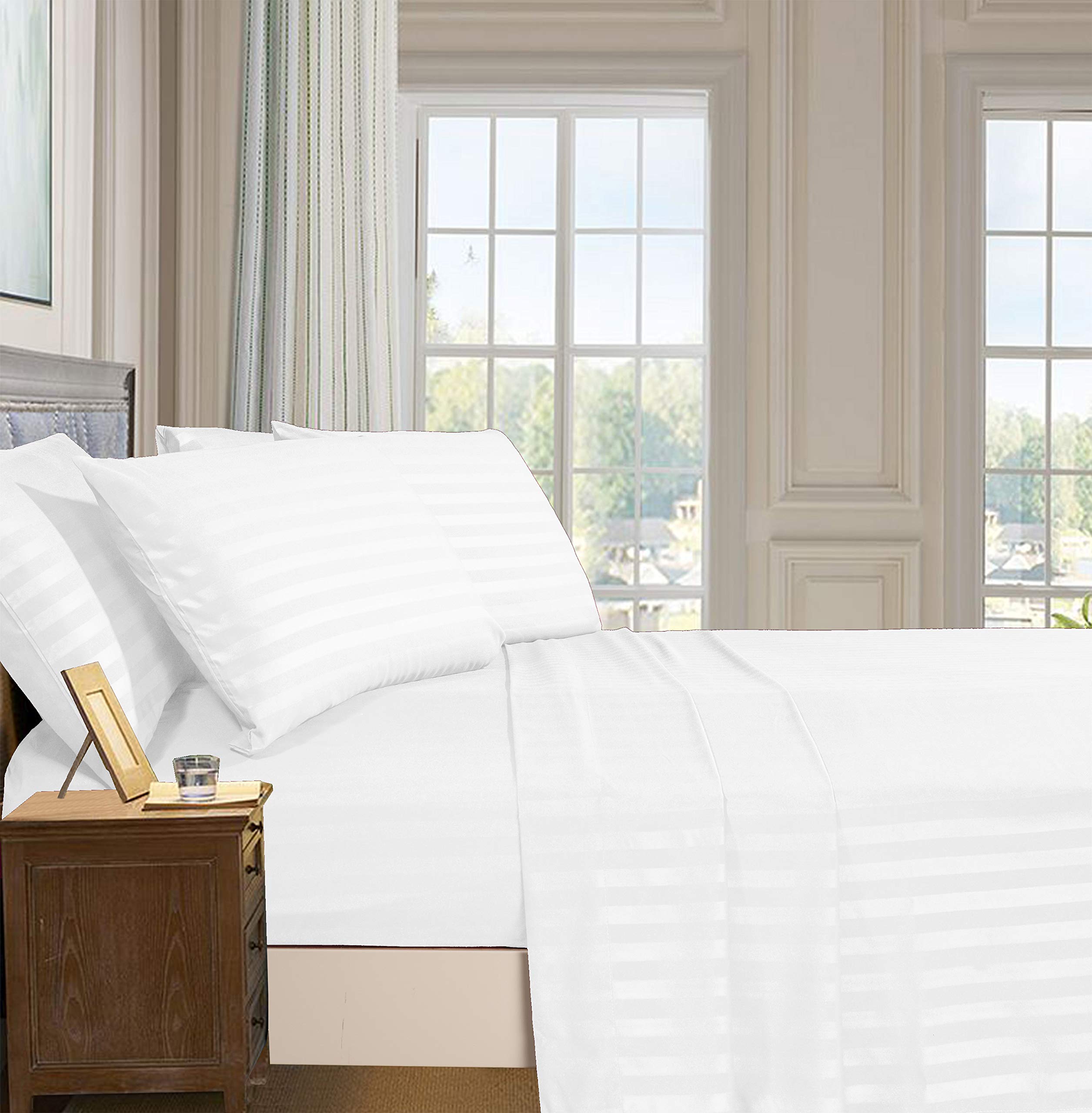Elegant Comfort dobby stripe close-up highlighting texture benefit: refined look and soft hand