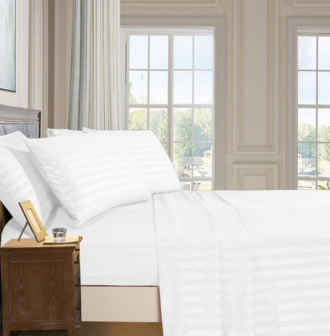 Elegant Comfort dobby stripe close-up highlighting texture benefit: refined look and soft hand