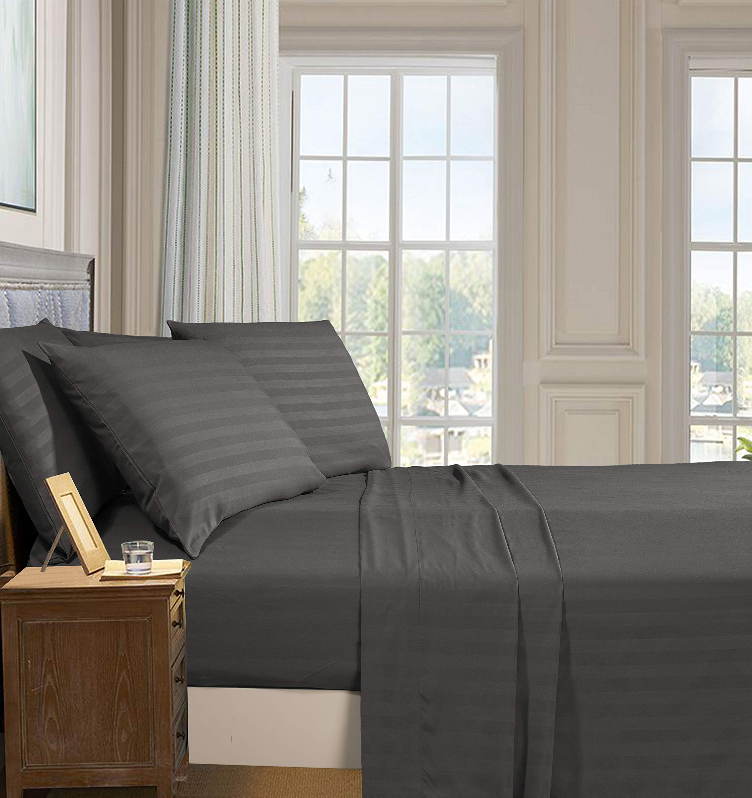 Elegant Comfort dobby stripe close-up showing texture and refined look