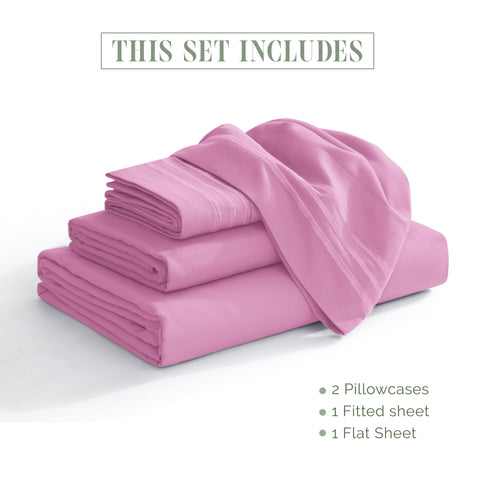Elegant Comfort pillowcase close-up with three-line embroidery adding refined accent