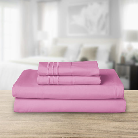 Elegant Comfort close-up of three-line embroidered pillowcase highlighting refined detail