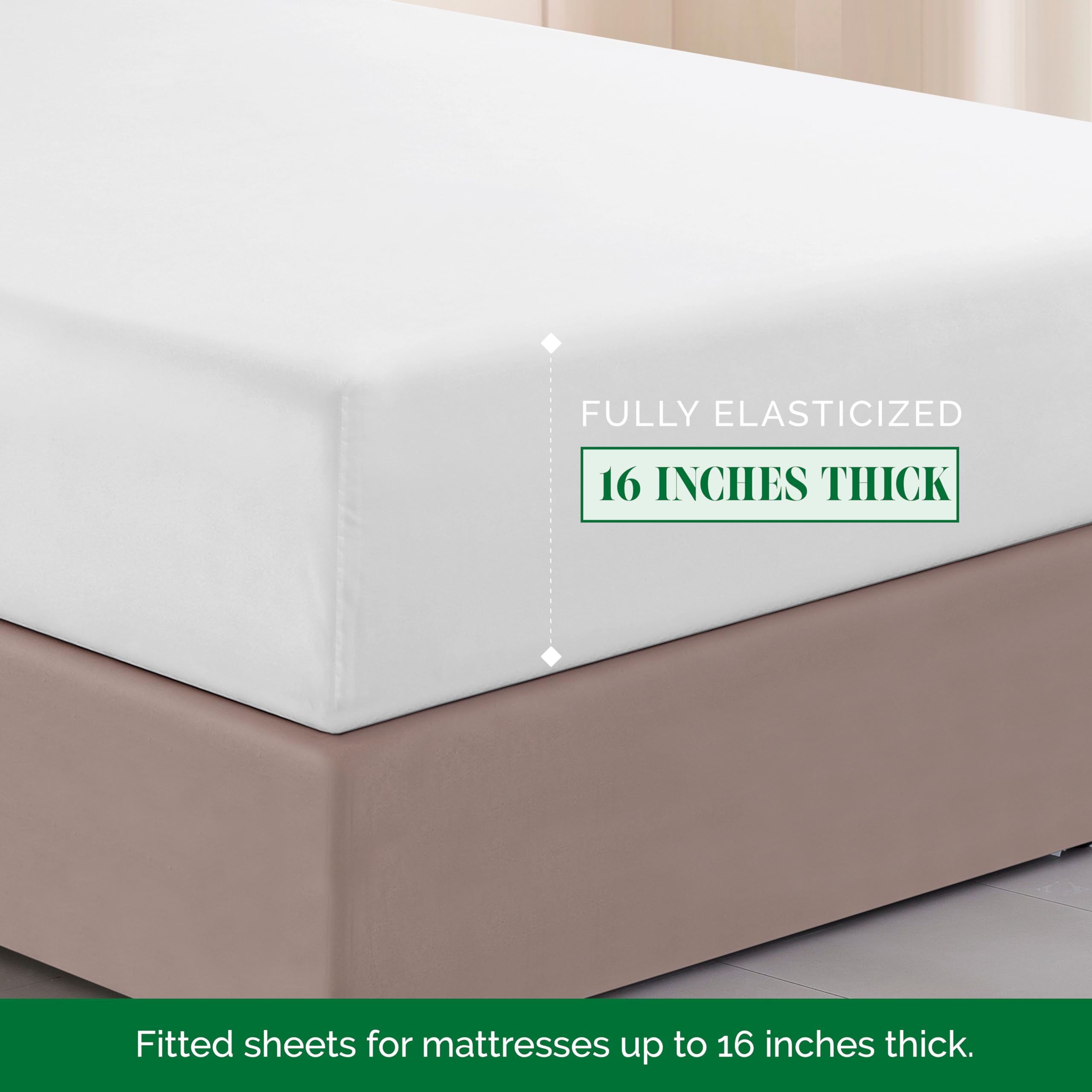 Elegant Comfort fitted sheet demonstrating deep-pocket fit and secure elastic