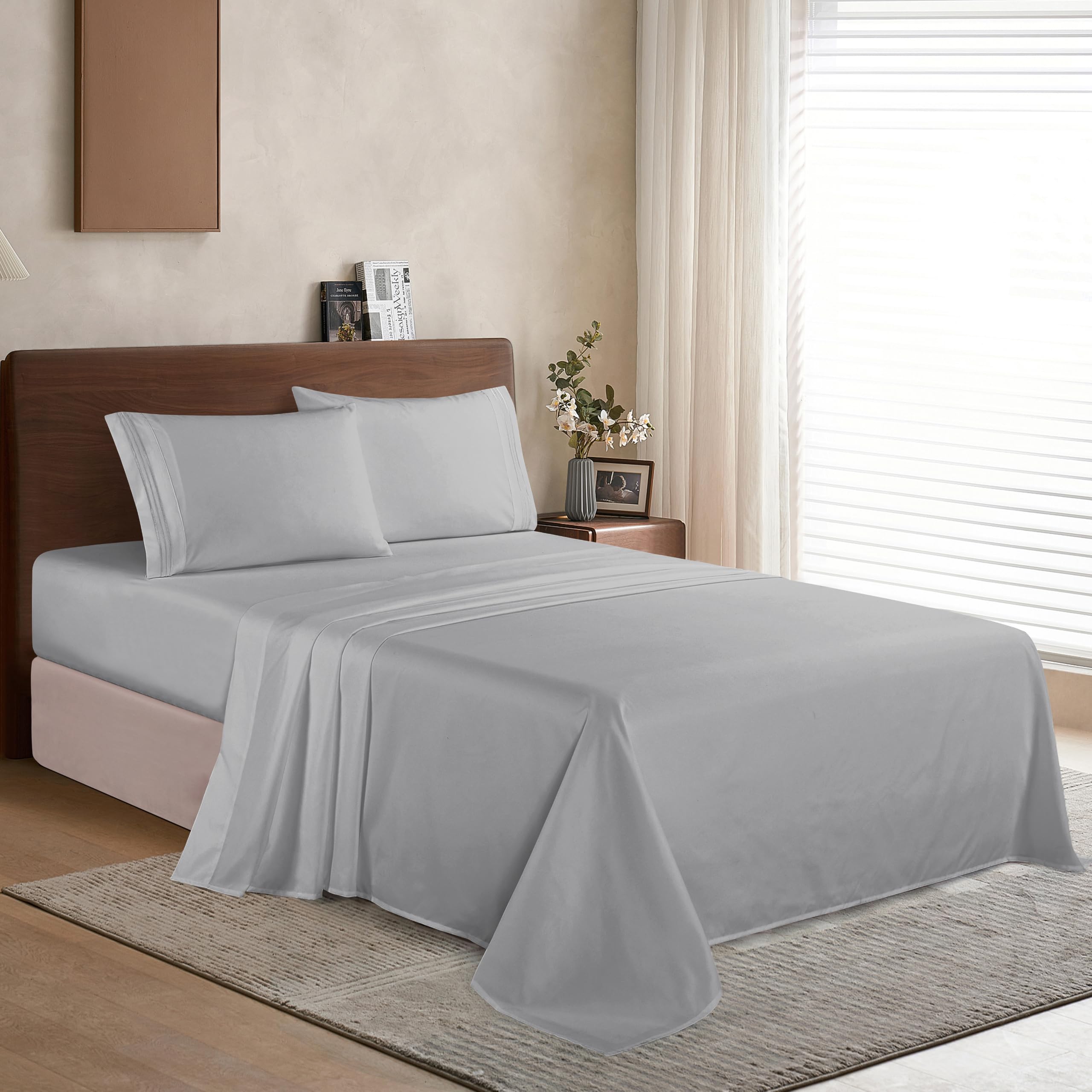 Elegant Comfort fitted sheet deep pocket detail showing secure fit for thick mattresses