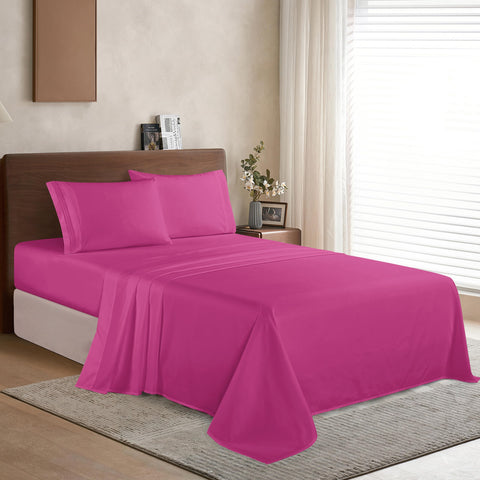 Elegant Comfort deep-pocket fitted sheet detail showing secure fit on mattress