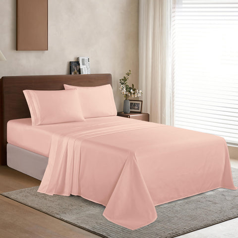 Elegant Comfort fitted sheet deep-pocket detail showing secure all-around elastic fit
