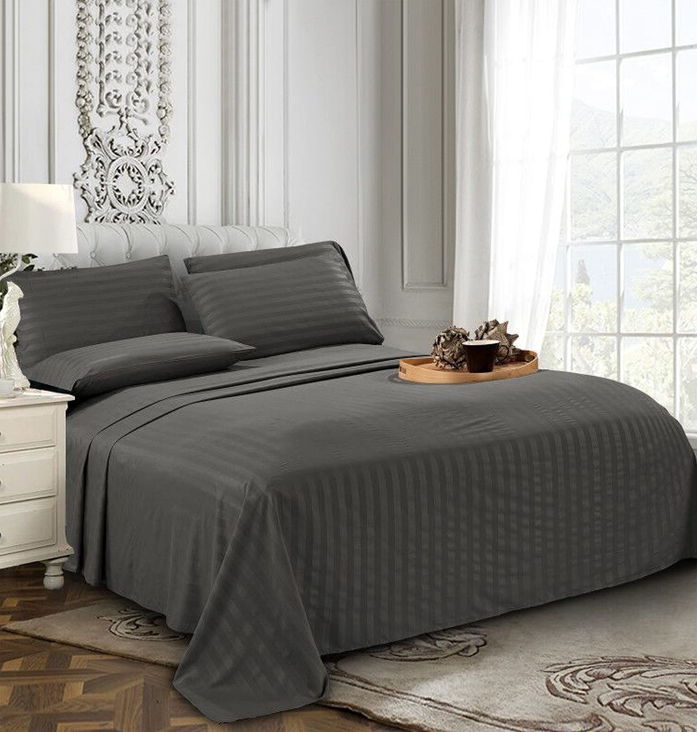 Elegant Comfort fitted sheet deep-pocket fit showing secure mattress hold