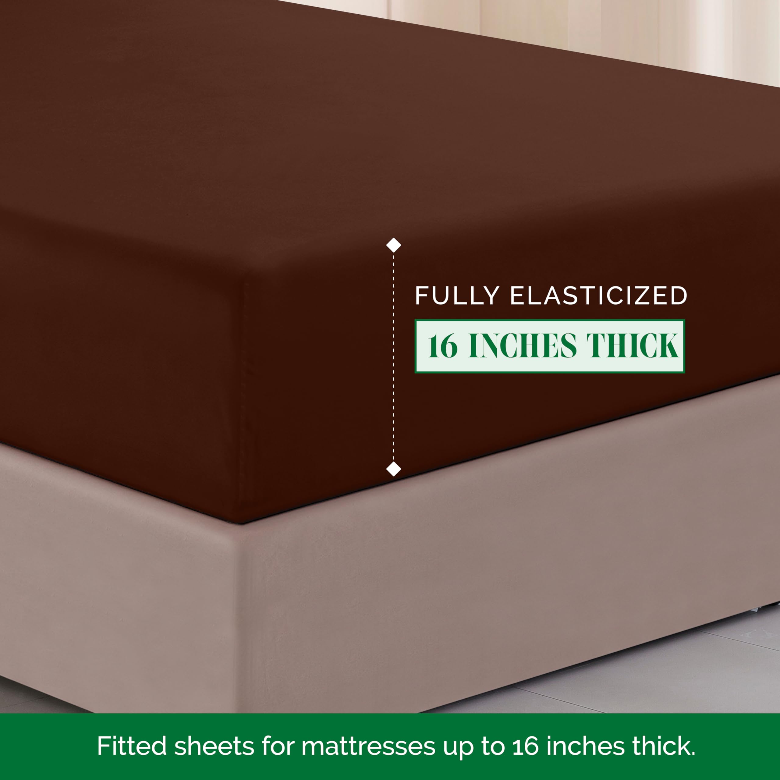 Elegant Comfort fitted sheet corner with elastic demonstrating secure fit and stay-in-place benefit