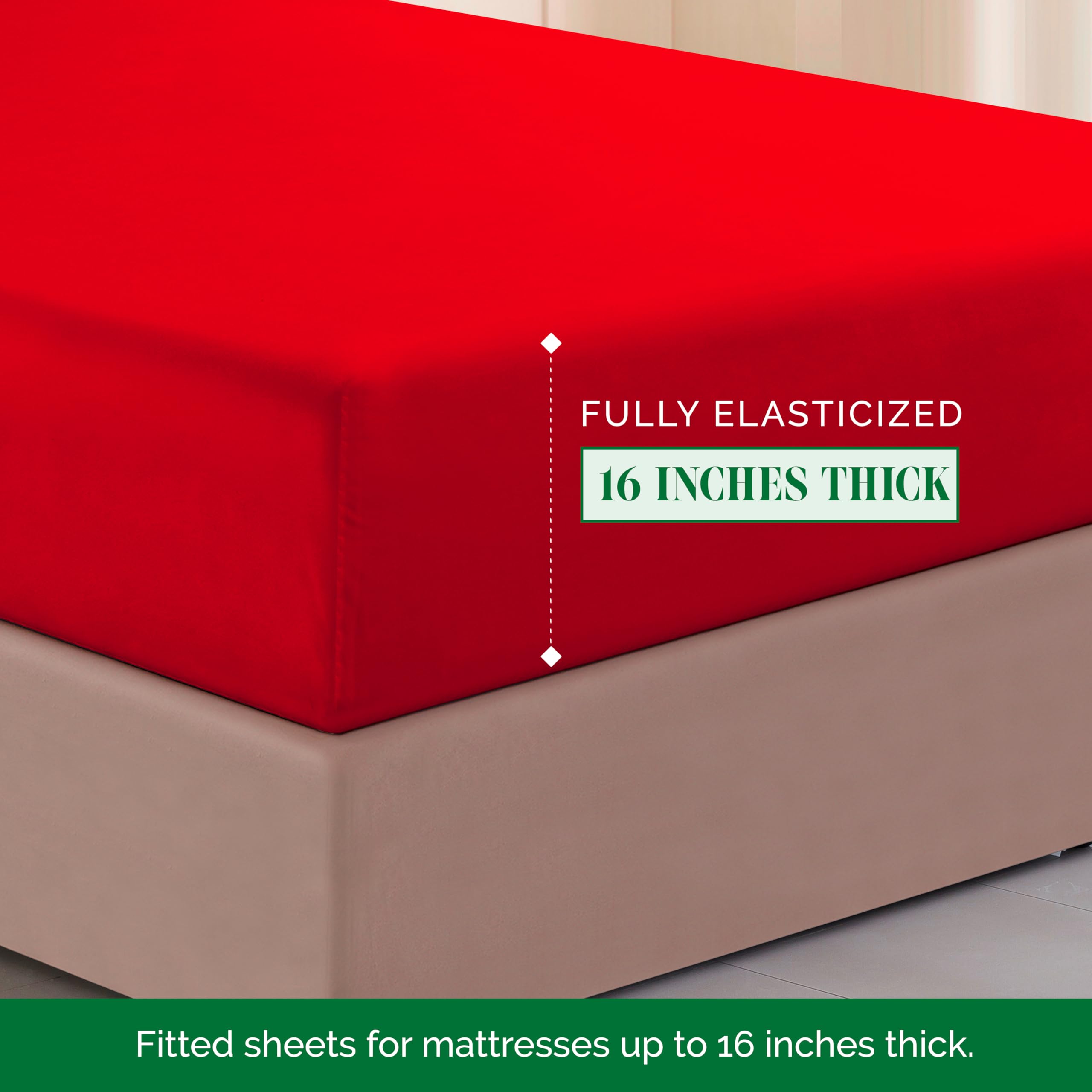 Elegant Comfort folded flat sheet showing smooth finish benefit: wrinkle-resistant, ready-to-use