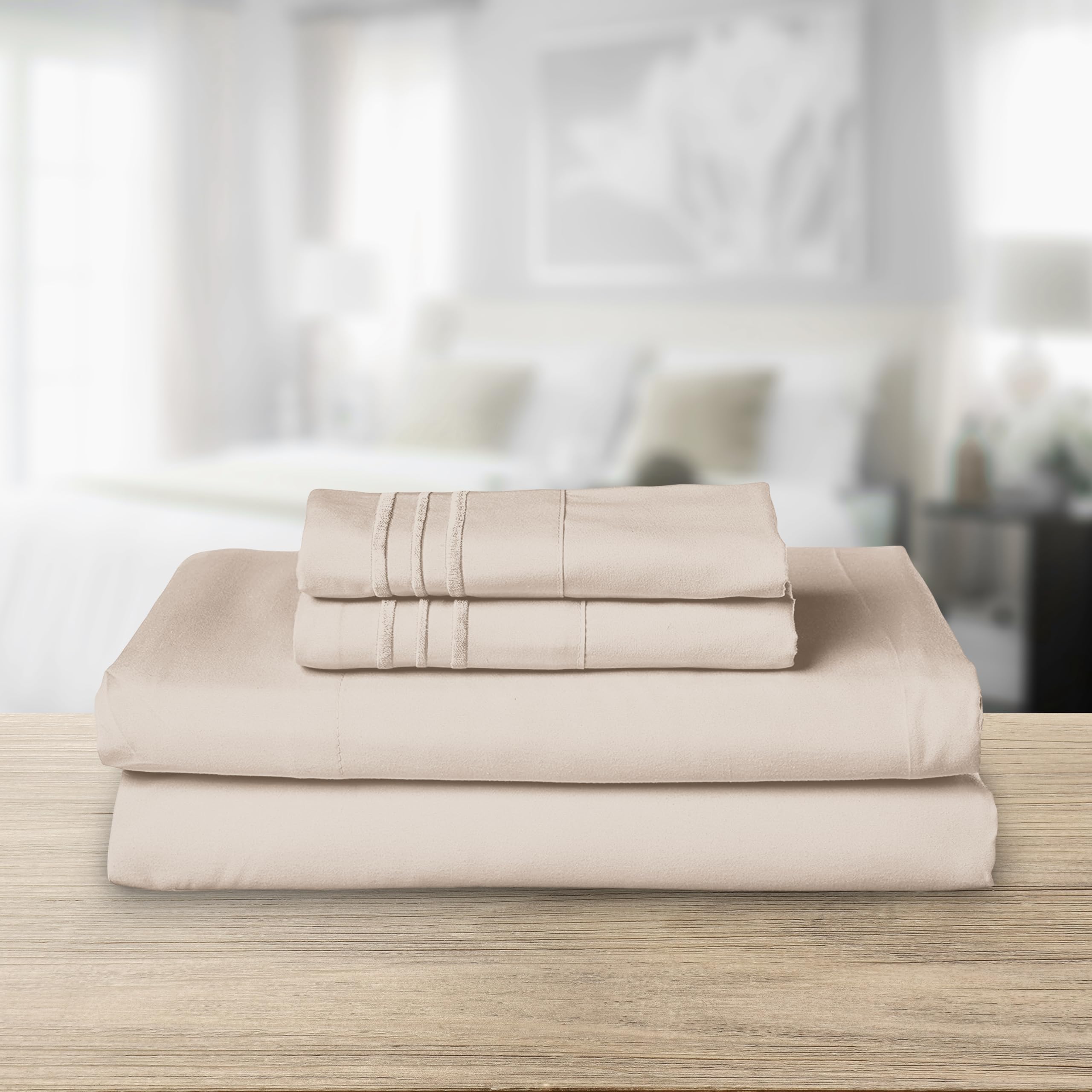 Elegant Comfort flat sheet spread smoothly across a bed for neat appearance