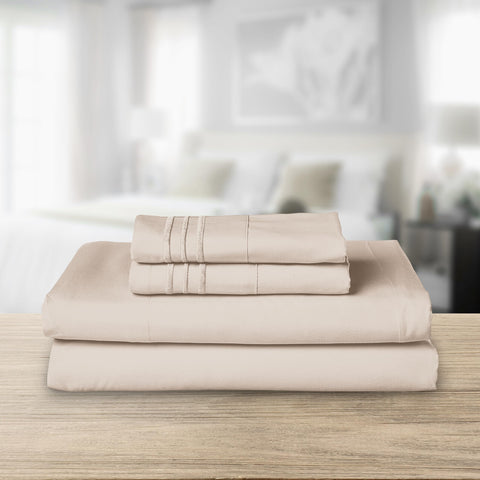 Elegant Comfort flat sheet spread smoothly across a bed for neat appearance