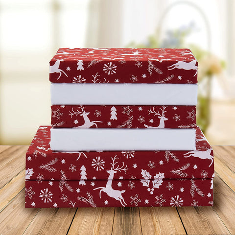 Elegant Comfort front view showing burgundy reindeer design and full set benefit
