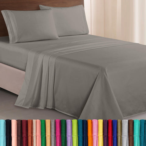 Elegant Comfort front packaging showing gray four-piece set and brand