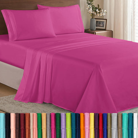 Elegant Comfort front packaging showing hot pink queen set and hotel-quality look