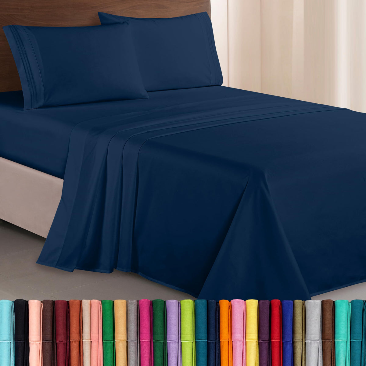 Elegant Comfort front packaging in navy showing set contents and neat presentation
