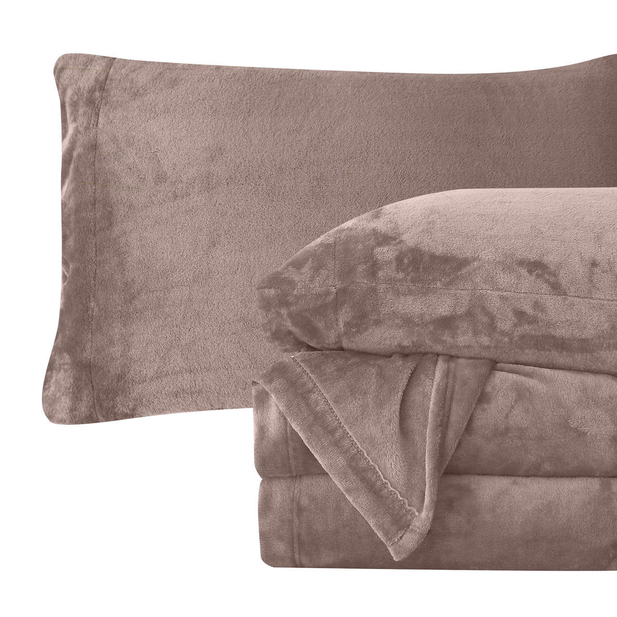 Elegant Comfort front packaging showing queen set and taupe color, highlighting premium look